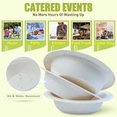 Green Earth, 16 oz, 125-Count, Compostable Bowls, Natural Bagasse (Sugarcane …