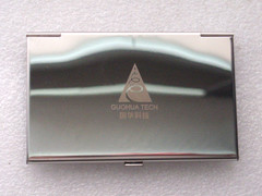 Vintage Guohua Tech Metal Business Card Holder Advertising Never Used