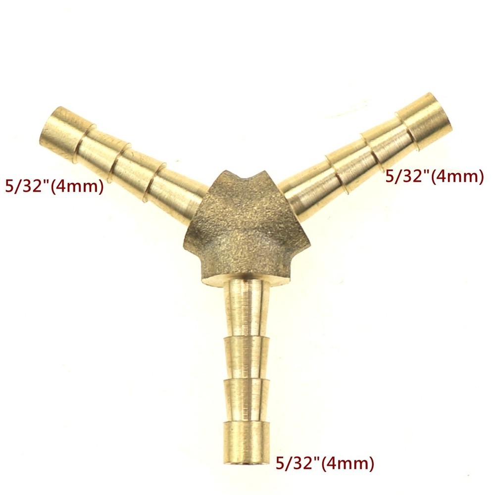 Brass Y 3 Way Hose Barb Splitter Connector 5/32″ to 3/4″ For Fuel Water Gas Air