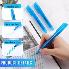 60 Pack Pastel Highlighters Chisel Tip Dry Quick Blue Ink Fluorescent Marker