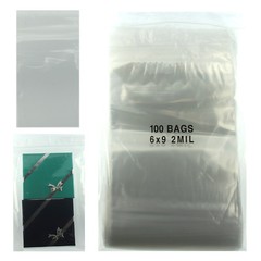 6″x9″ Plastic Bags Reclosable Pack of 100 Resealable Large Poly Baggies