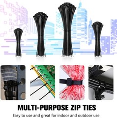 400 Pack Black Zip Ties – Assorted Sizes (4-12 Inch) for Secure Cord Management