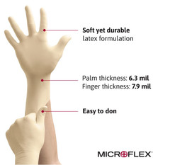 1000 Pack Ansell Microflex Diamond Grip MF-300 Disposable Latex Glove Healthcare