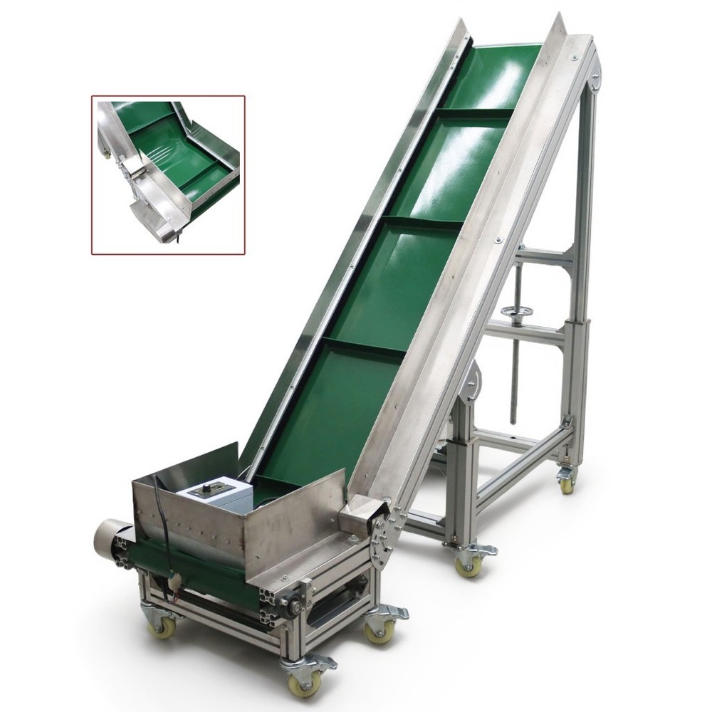 Electric PVC Belt Climbing Conveyor Inclined Conveyor for Assembly Lines 7.8″ W