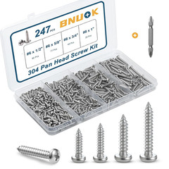 247Pcs Pan Head Wood Screws Assortment Kit, #6#8 Stainless Steel 304 Self Tappin