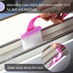 Window Track Cleaning Brush with Ergonomic Pastel Handle and Built-In Scraper, 4