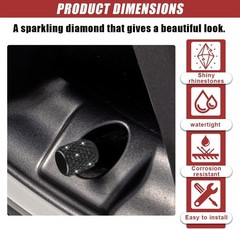4PCS Handmade Bling Crystal Diamond Tire Valve Caps – Shiny Rhine Color: Black