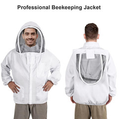 Polycotton Beekeeping Jacket with Veil Hood for Men and Women, XL