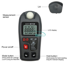 Lux Meter 0~200,000lux Range Light Meter Illuminometer lux/fc Photometer Tester