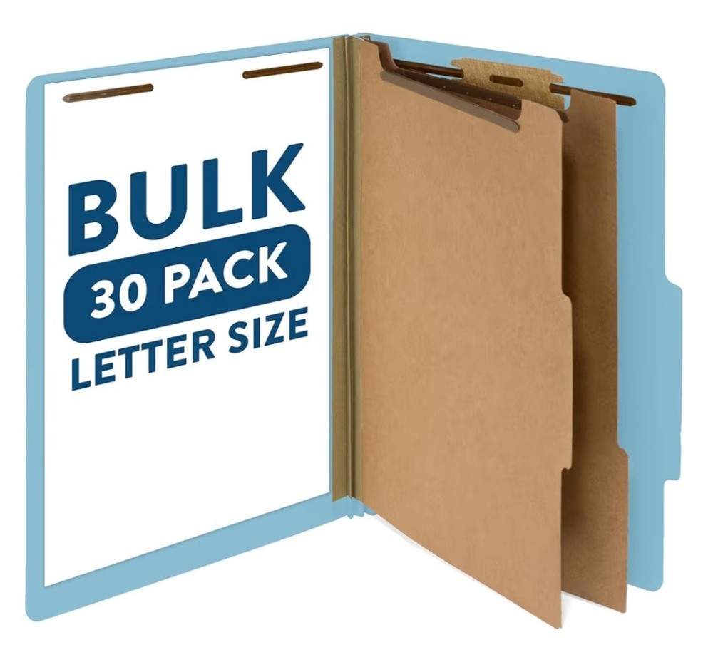 Blue Summit Supplies 30 Letter Size Light Blue Classification Folders, 2…