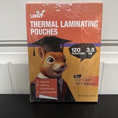 Uinkit Thermal Laminating 120 Pouches 3.5 Mil 4.3 x 6.3 Inch Smooth Gloss Finish