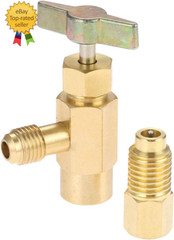 R1234YF Self-Sealing Can Tap with R134A Tank Adapter | 1/4″ SAE 1/2″ LH Thread V