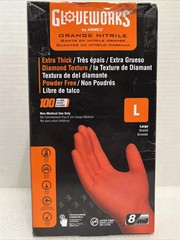 *10 pack* Lg Heavy Duty Orange Nitrile Gloves with Raised Diamond Texture, 8-mil