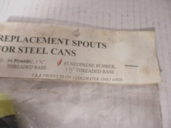 STEEL GAS CAN REPLACEMMENT SPOUT BRAND NEW IN SEALED PACKAGE 1 3/4 INCH BASE