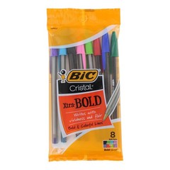 BIC Cristal Xtra Bold Classic Assorted Barrel Pens Pack of 8 Writing Instruments