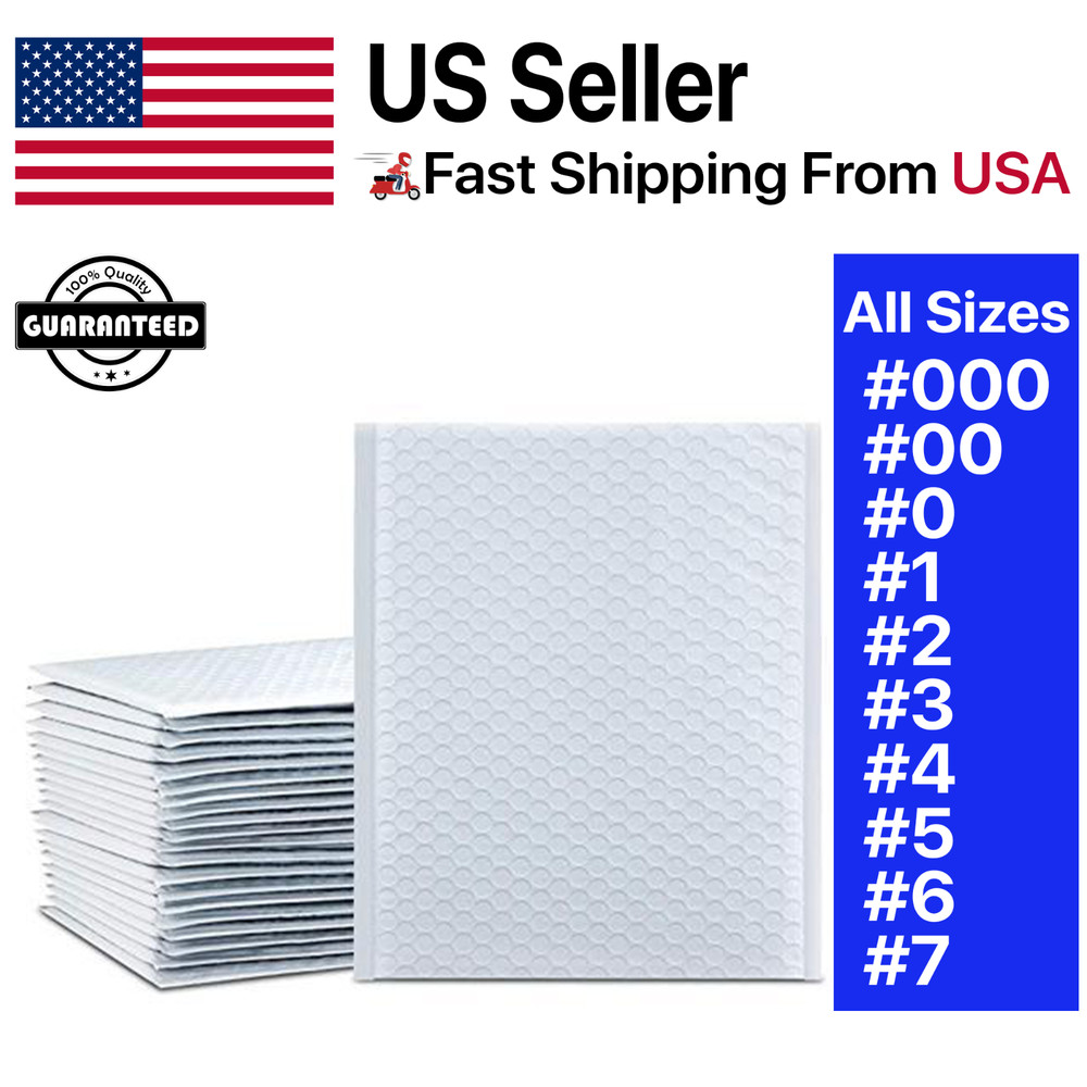 POLY BUBBLE MAILERS SHIPPING MAILING PADDED ENVELOPS BAGS, SELF SEAL ANY SIZE