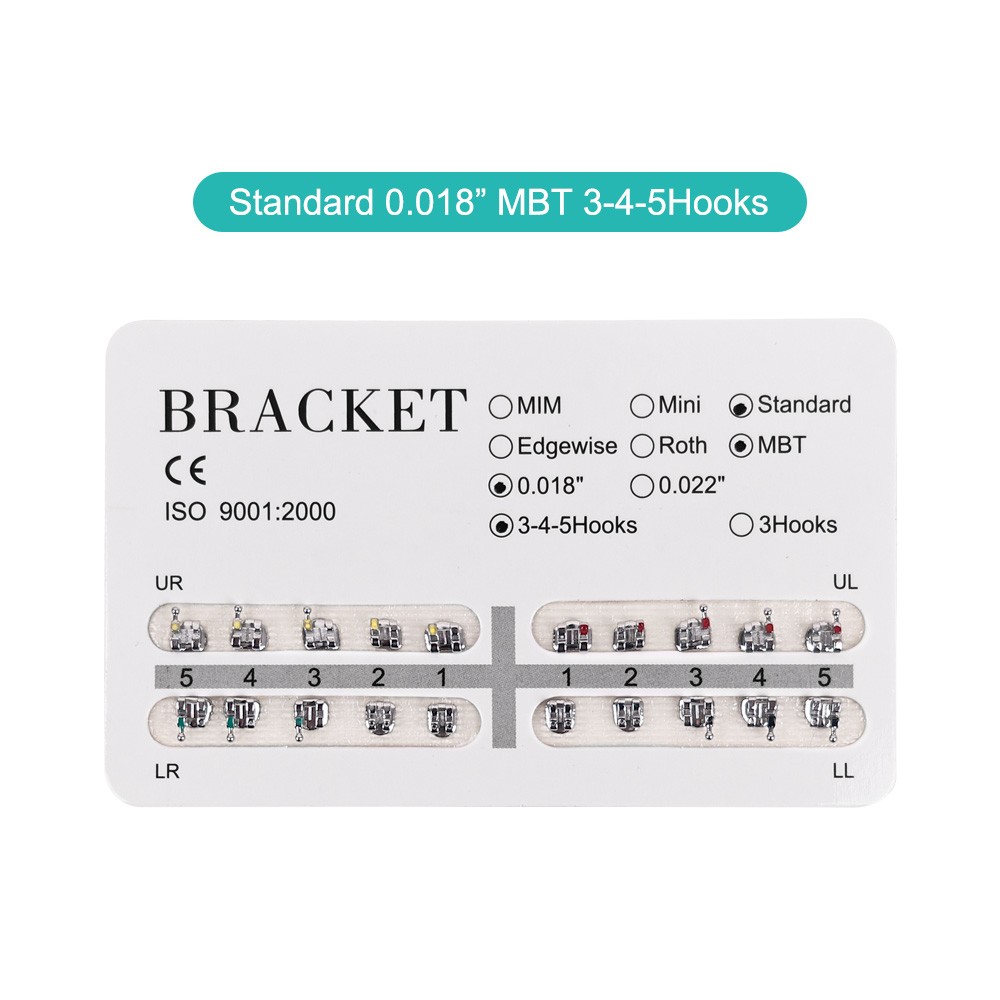 Dental Orthodontic Edgewise Brackets Mini/Standard MBT/Roth 022/018 Hooks 3 4 5
