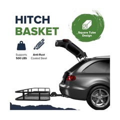 ARKSEN 60″ x 23″ x 5.5″ Folding Hitch Cargo Carrier Basket with Net & 2 Ratch…