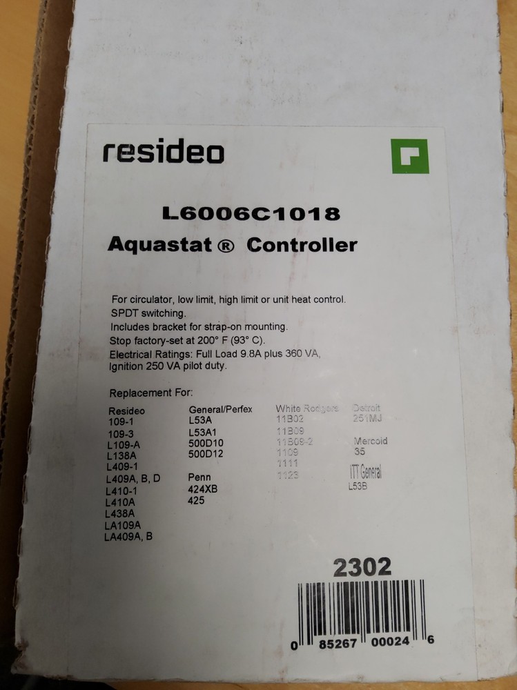 Honeywell L6006C1018 Aquastat Controller