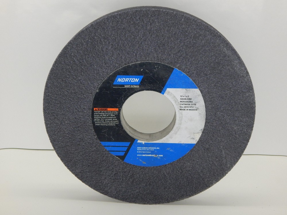 Norton Type 01 32A46-IVBE 12″ X 1″ X 3″ No. 66253262564 Max 2070 RPM SG Wheel