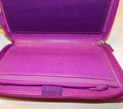 New defect FILOFAX Saffiano Compact Zip Organizer Planner wallet Raspberry PINK