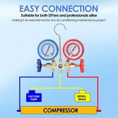 3-Way AC Manifold Gauges Set with 3 x 4FT Hoses for R22 R134A R410 – Complete