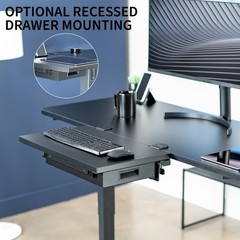 VIVO Black Premium Clamp-on 24″ x 14″ Desk Extension with Storage Drawer