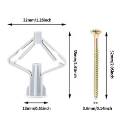 50 Pcs Drywall Anchors Kit Butterfly Anchors Hollow Wall Anchors Heavy Duty Dry.
