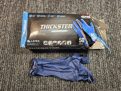 (QTY 150) SAS Safety 6604 Thickster XL Powdered Blue Latex Disposable Gloves