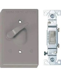 Qty 4 Southwire 1GTC3W-15A-UPC 1 Gang 3Way Toggle Switch Weatherproof Cover Gray