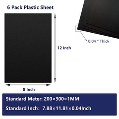 6 Pack Black Plastic Sheets 8X12X0.04 in Flexible High Tensile Plastic Sheets…