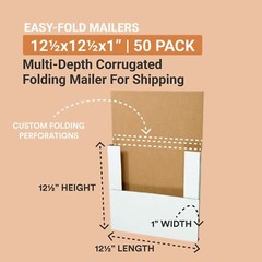 AVIDITI Shipping Boxes Medium 12.5″L x 12.5″W x 1″H, 50-Pack | Corrugated Car…