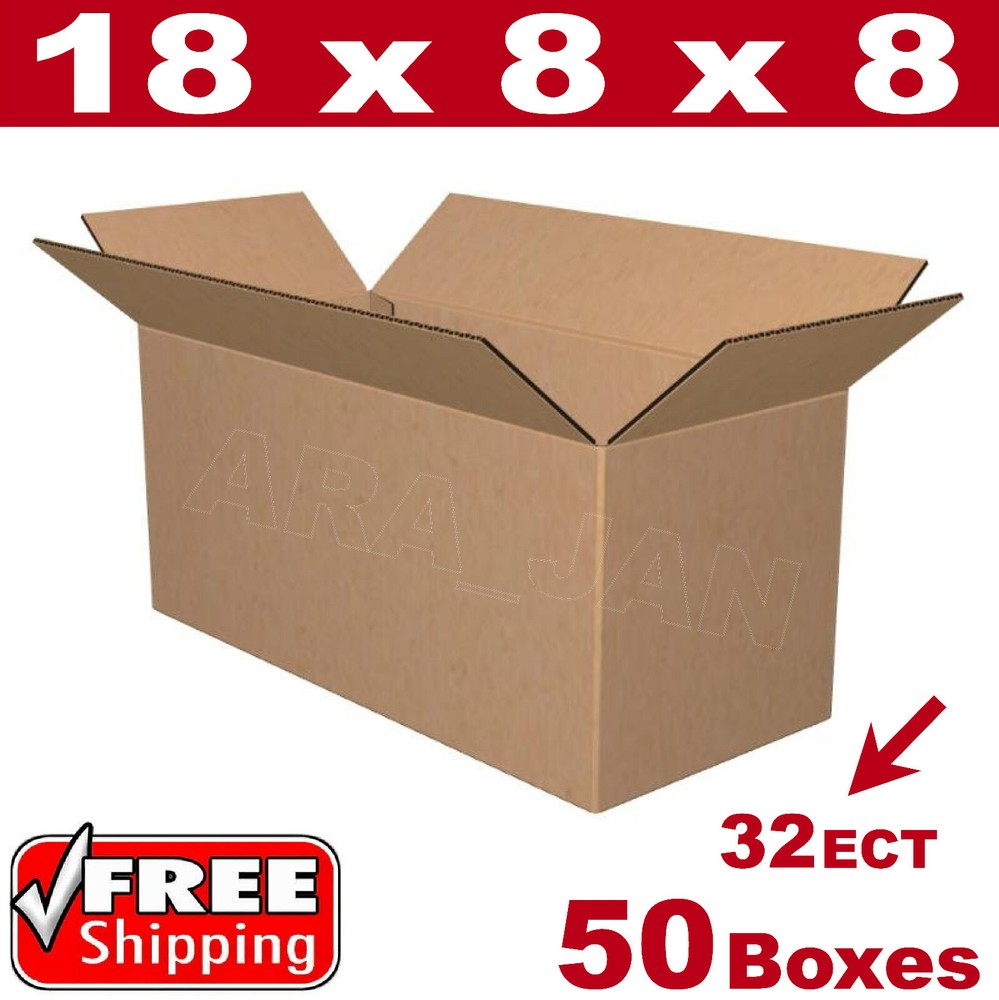 50 – 18x8x8 Cardboard Boxes Mailing Packing Shipping Box Corrugated Carton