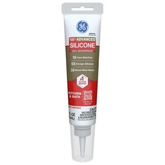 GE Advanced Silicone Caulk for Kitchen & Bathroom White 2.8 fl oz Tube 1 Pack