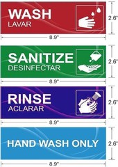 4 Pack Wash Rinse Sanitize Sink Labels Waterproof Sticker Signs Perfect for 3…
