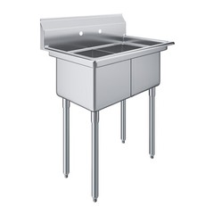 22 in. x 34 in. Stainless Steel Two Compartment Sink. 14in x 16 in x 11 in Bowls