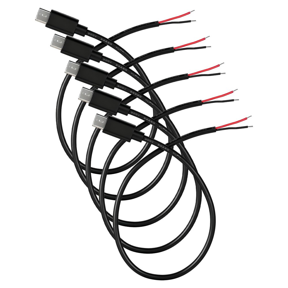 5 Pcs USB C to 2 Pin Bare Wire Open End Power Cable 11inch 24AWG USB Type C M…