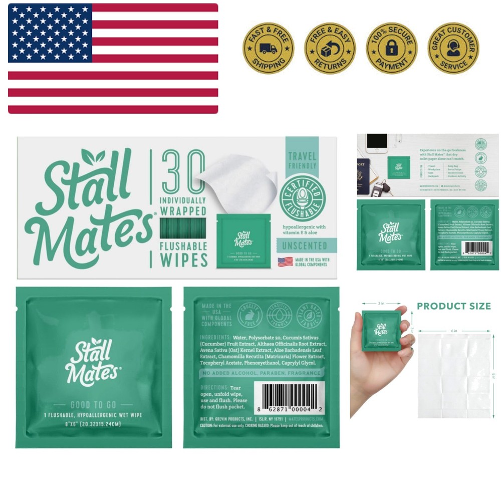 Wipes – Flushable Wipes, Individually Wrapped, Travel Friendly, Unscented wit…