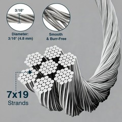 Yescom 500Ft 3/16″ T316 Stainless Steel Cable 7×19 Aircraft Wire Rope Railing