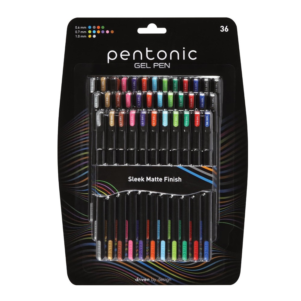 Pentonic Gel Pens, 36 Count, Assorted Colored Ink (12 36