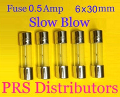 Fuse 0.5A 250V 6X30mm SLOW BLOW Glass Fuse AGC 0.5 Amp 250V 5 pieces USA SELLER