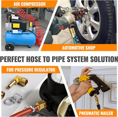6 pcs 3/8″ Barb to 1/4″ NPT, Air Hose Barb Pipe Fittings Male Threaded, Adapter,