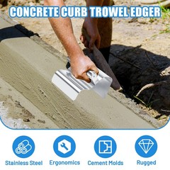 Landscape Curbing Trowel Concrete Shaping Tool Stainless Steel with Handle DI…
