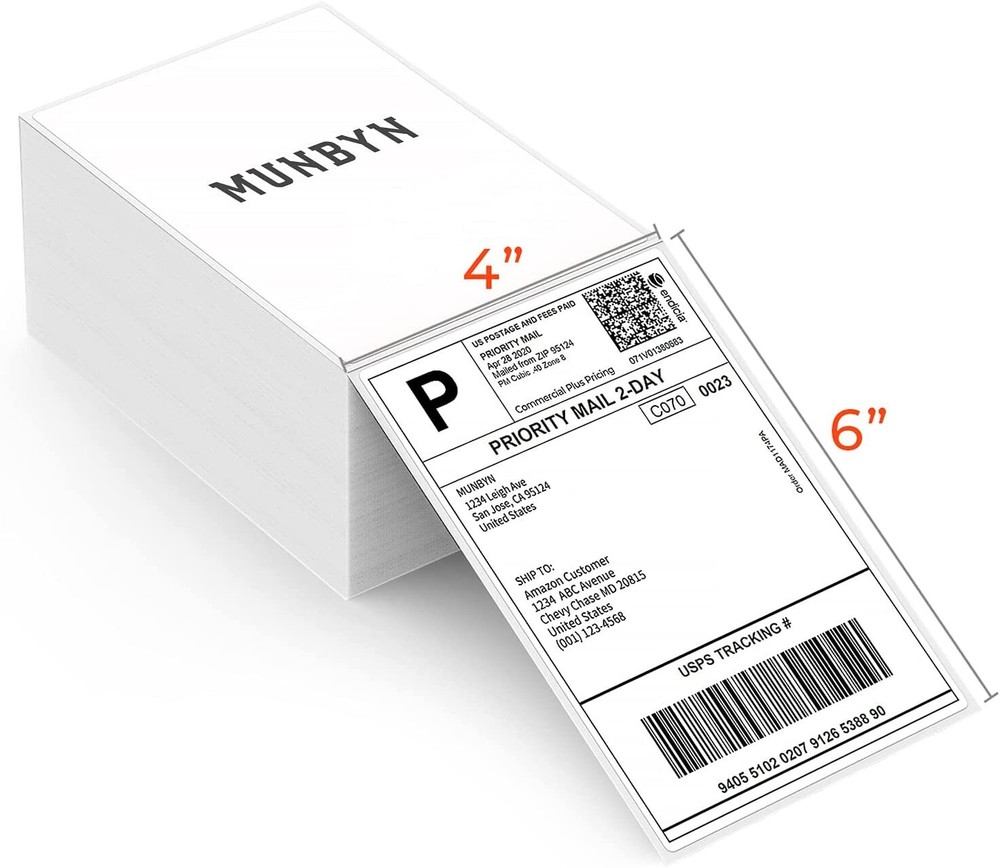 4 x 6 Thermal Shipping Paper Roll of 500 Labels Self-adhesive Mailing for Rollo