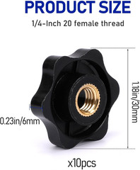 10 Pack 6 Star Knobs 1/4 Inch 20 Female Threaded Hexagon Head Thru Knob Clamping