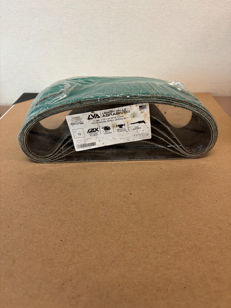 Lehigh Valley Abrasives – Sanding Belt – 1-1/2″ x 24″ 40 Grit Zirconia QTY 10