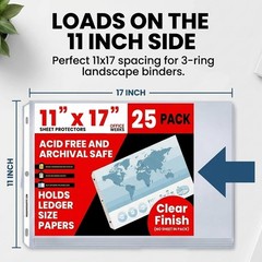 11×17 Sheet Protectors, 25 Pack, Heavyweight, Clear Page Protectors | Side Lo…