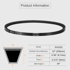 2pcs 3VX220 Rubber V-Belt, Raw Edge Cogged Industrial V Belt 22″ Length