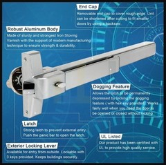 Panic Exit Push Bar Door Lock Aluminum Emergency Hardware 28–36 in Door