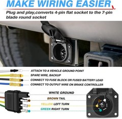 MICTUNING 4 Way Flat to 7 Way RV Blade and 4 Way Flat Female End Trailer Wiring